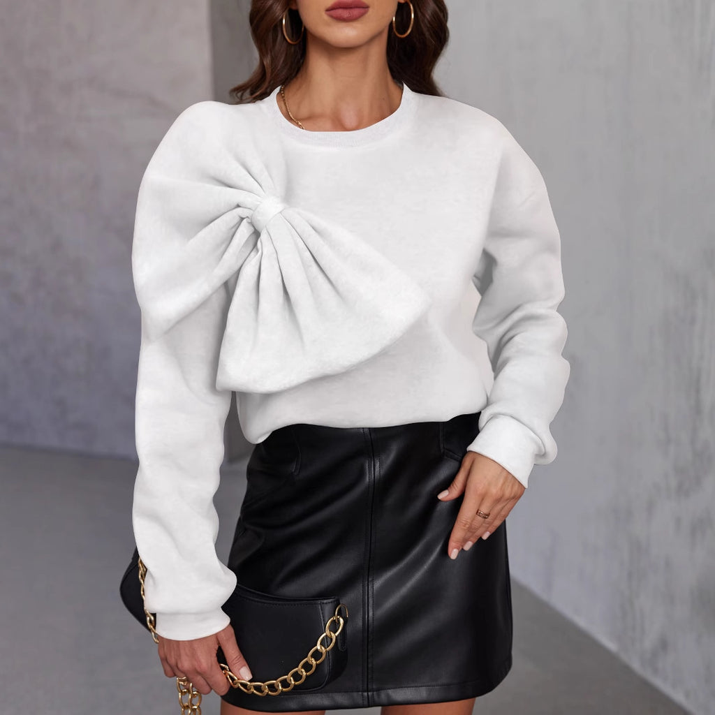Loose Slimming Bow Long Sleeve Sweater