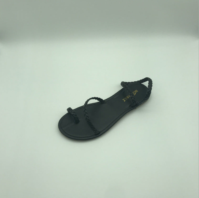 Summer Flat Shaved Leather Fish Mouth Viscose Shoes Fashion Sandals