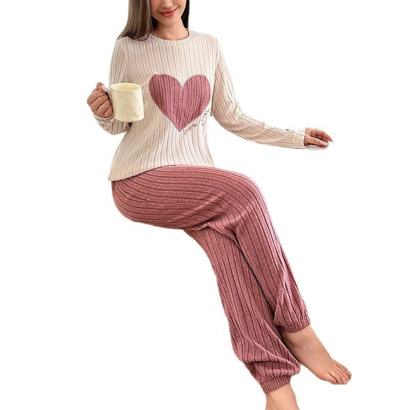 Women's Love Pajamas Two-piece Trousers Long Sleeve Loose And Comfortable