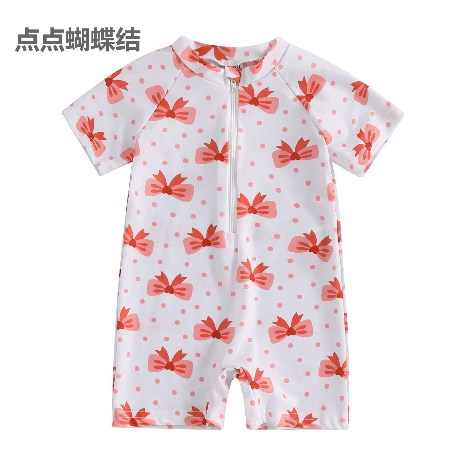 Girls' Bowknot Full Printed One-piece Swimsuit