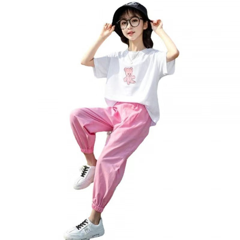 Bear Fashion Personalized Printing Girls' Summer Suits