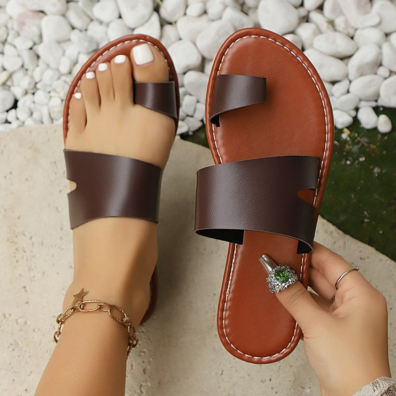 Women's Round Toe Lightweight Large Size Flat Bottom Slippers