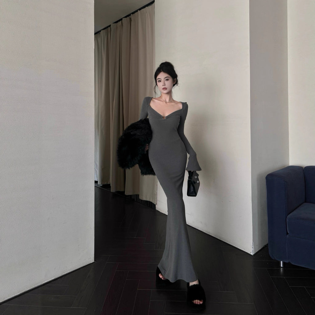 Women Fallwinter Slim Fishtail Dress Tight-fitting Cinched Hip Skirt