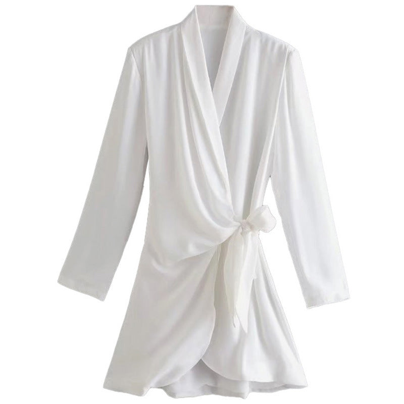 Women's Elegant Solid Color Short Long Sleeve Suit Dress