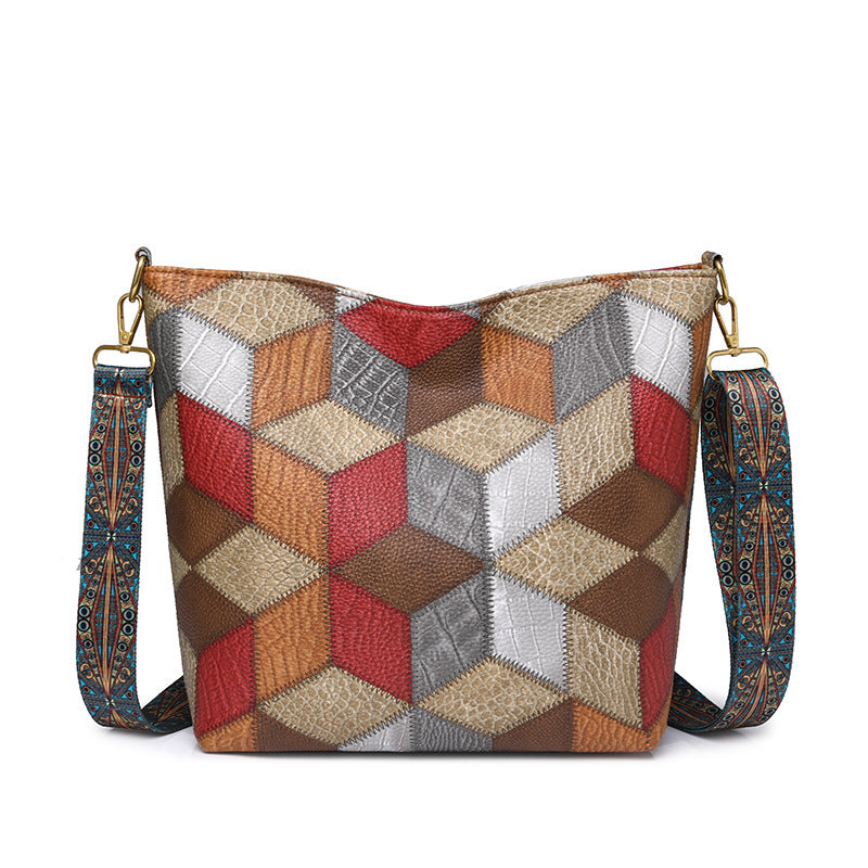 Contrast Color Casual Large Capacity Totes Multi Colors Stitching Fashionable Stylish