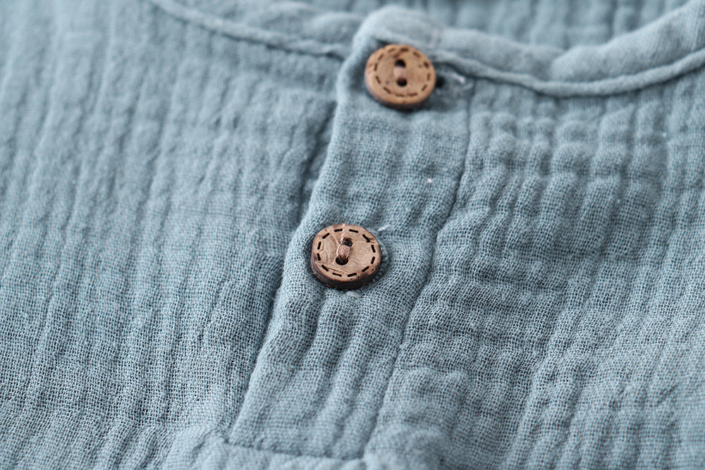 Children's Cotton And Linen Long-sleeve Suit Boys And Girls Spring And Summer Thin