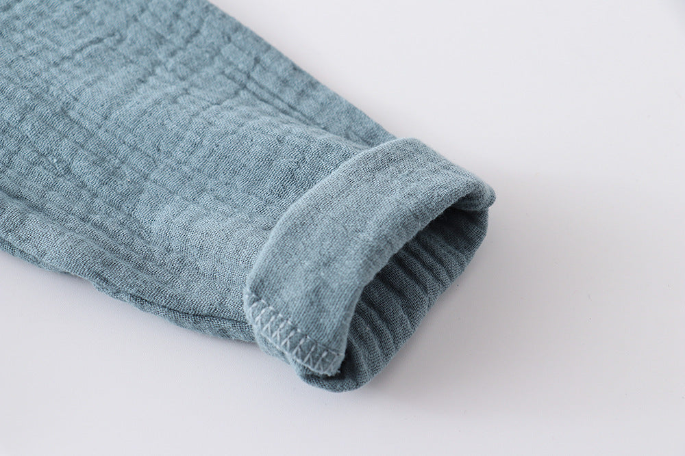 Children's Cotton And Linen Long-sleeve Suit Boys And Girls Spring And Summer Thin