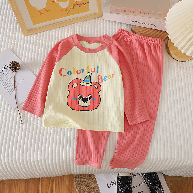 Children's Pajamas Home Wear Autumn New Jacquard Cotton Suit