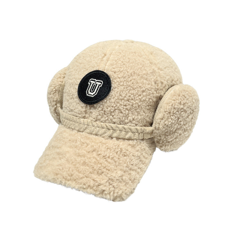 Versatile Letters Lamb Wool Baseball Cap For Women