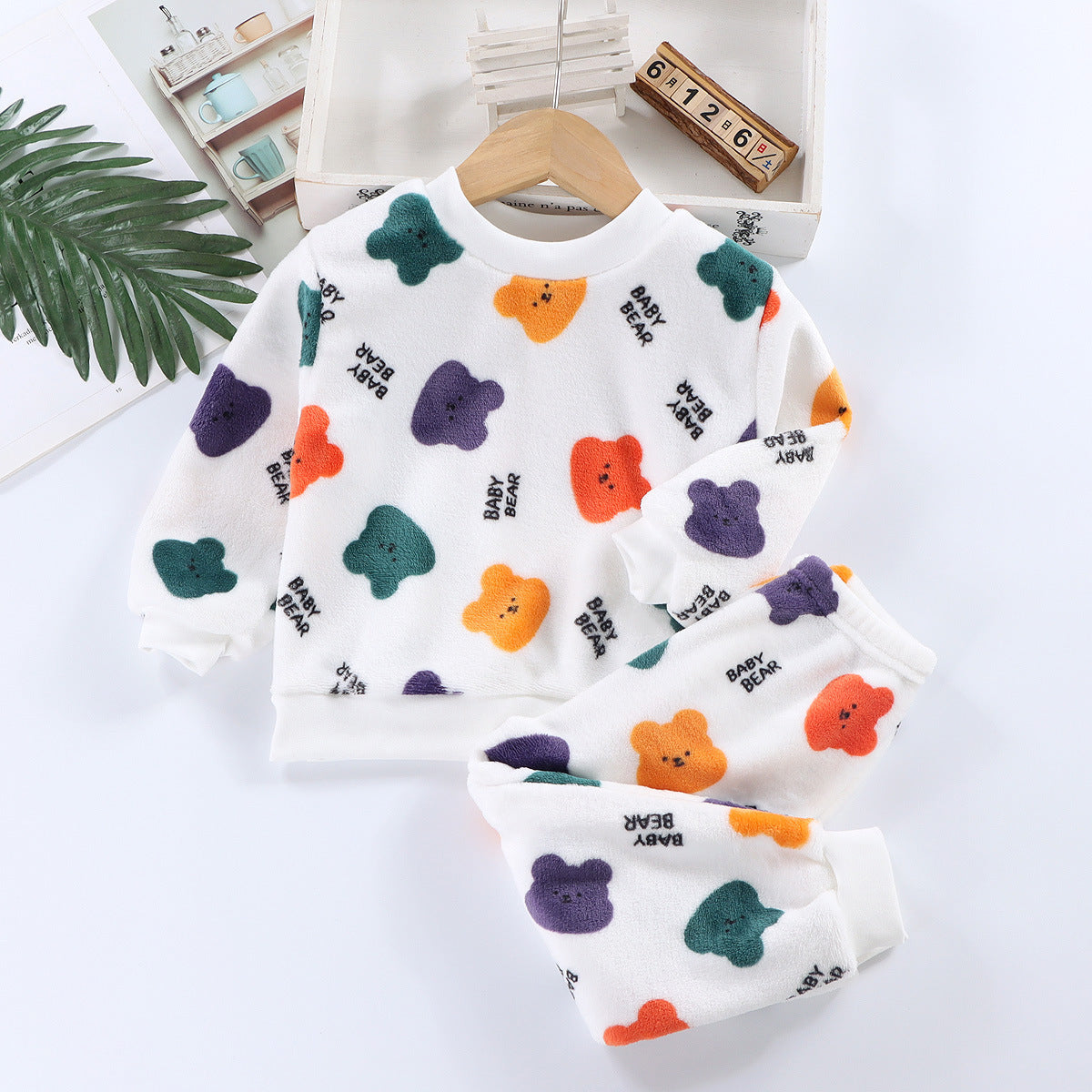 Cotton Padded Thickened Home Wear Autumn Clothes Long Pants Boys And Girls Underwear Suit