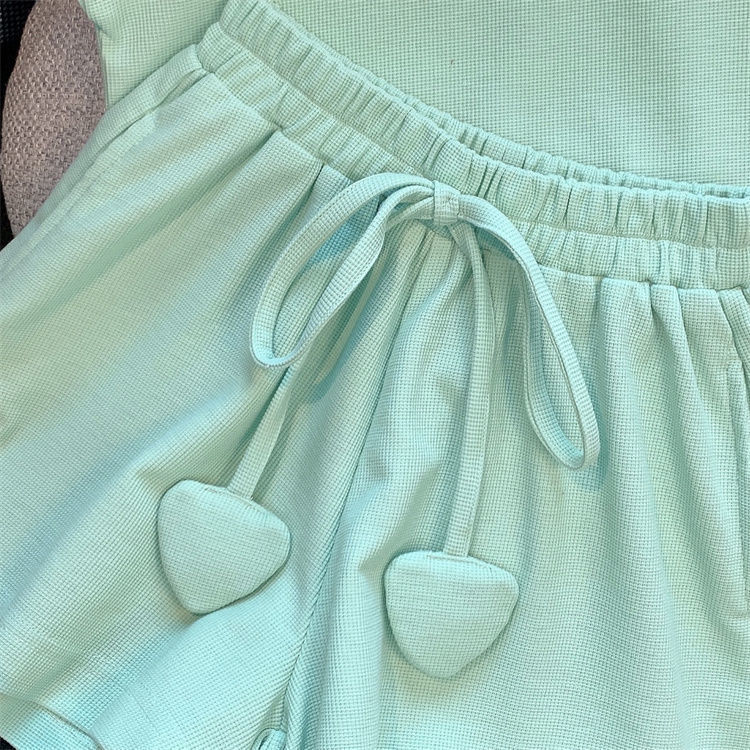 Girls' Exercise Sleeveless Wide Leg Shorts Two-piece Set