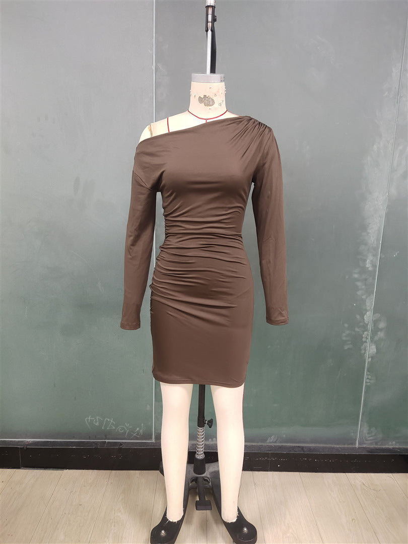 European And American Solid Color Slim Dress