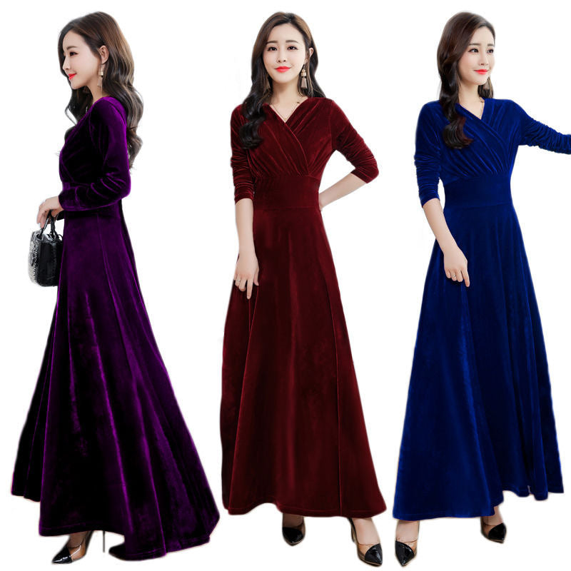 Temperament Long Sleeve Plus Size Dress
