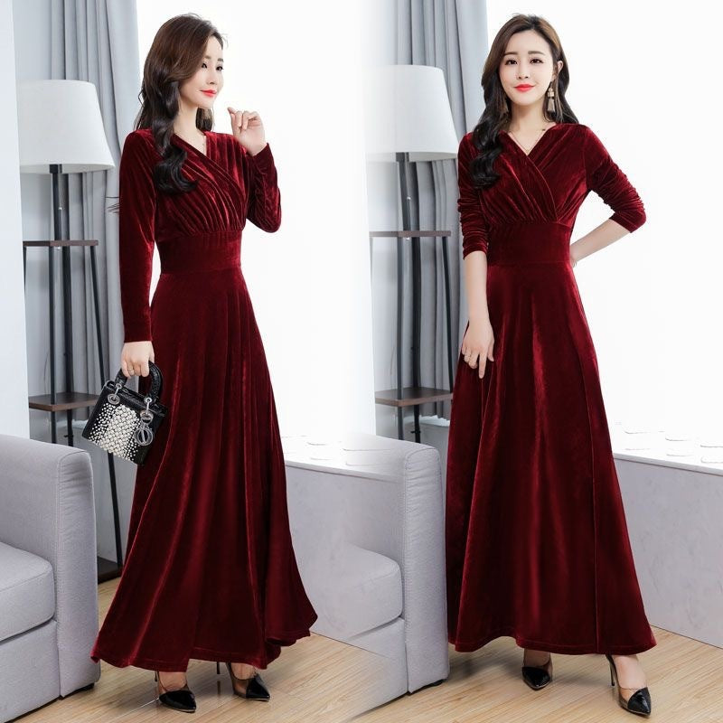 Temperament Long Sleeve Plus Size Dress
